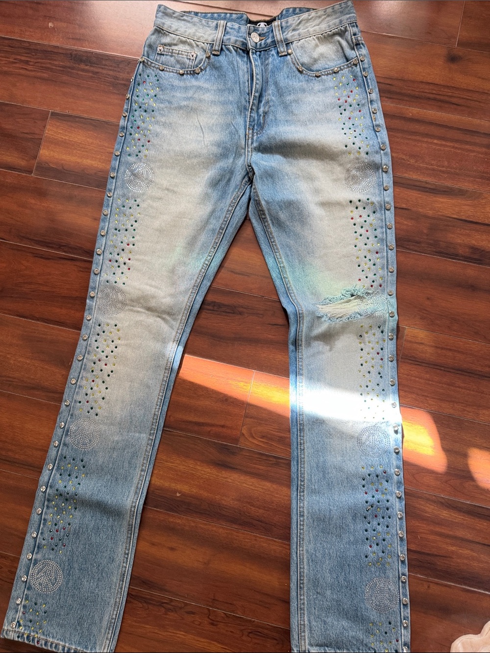 Light Blue rhinestones & Studded Women’s Jeans